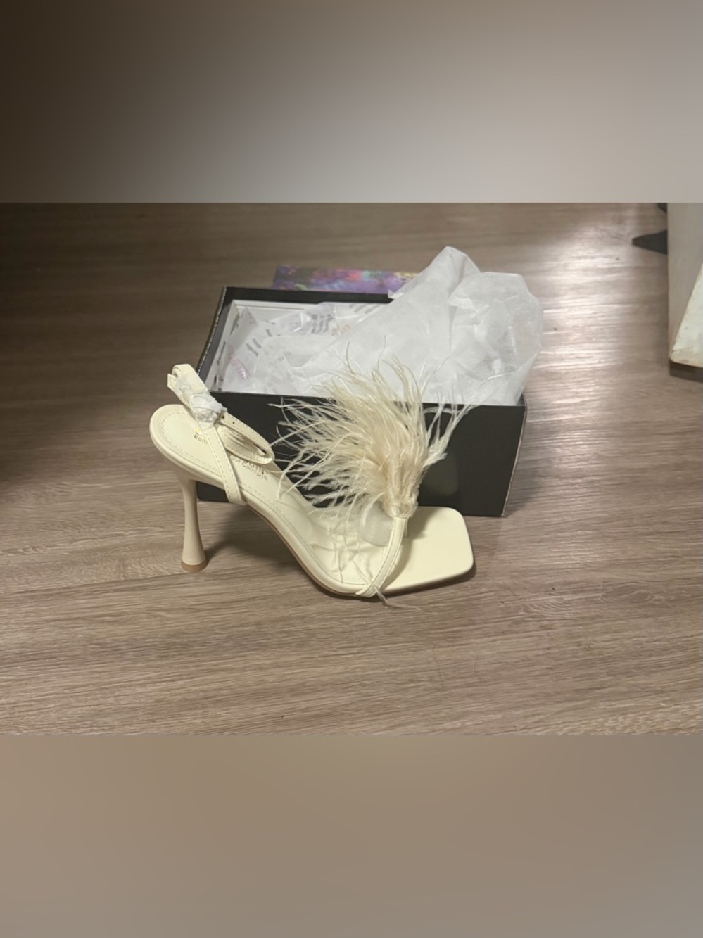 Brand new Cape Robbin cream feather heels, never worn.